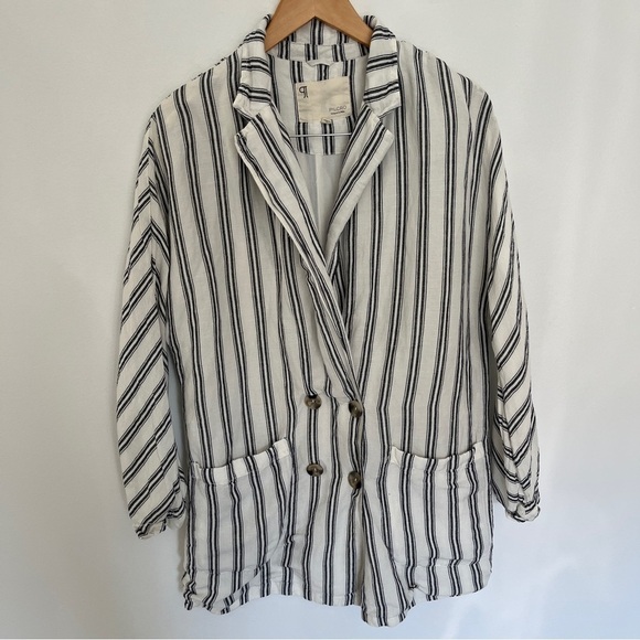 Anthropologie Pilcro Dolman-Sleeve Blazer Sz S Linen Blend Striped *O9 - Picture 2 of 3